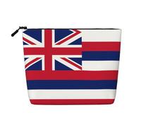 XZDCAL Trousse de maquillage à une couche avec fermeture éclair - Motif drapeau hawaïen - Noir - Taille unique, Noir , Taille unique