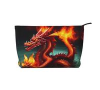 XZDCAL Trousse de maquillage Dragon King in Fire en velours côtelé avec doublure robuste pour voyage et usage quotidien, noir, taille unique, Noir , Taille unique