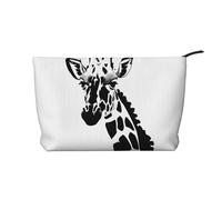 XZDCAL Trousse de maquillage girafe noire et blanche en velours côtelé avec doublure robuste pour voyage et usage quotidien, noir, taille unique, Noir , Taille unique