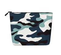 XZDCAL Trousse de maquillage simple couche aspect lin camouflage marine avec fermeture éclair pour vos besoins quotidiens ou de voyage, noir, taille unique, Noir , Taille unique