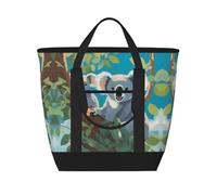 XZDCAL Two Happy Koalas Sac fourre-tout isolé de grande capacité pour femme, épicerie, déjeuner et pique-nique, noir, taille unique, Noir, Talla única