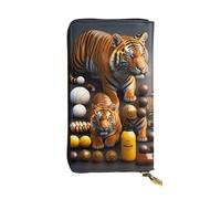 XZDCAL Two Tiger Portefeuille long en cuir pour fille et femme avec plusieurs compartiments, noir, taille unique, Noir , Taille unique