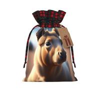 XZDCAL Ultra HD! Sac cadeau réaliste en jute avec cordon de serrage en tissu tartan et étiquette en papier kraft pour festivals et occasions spéciales, Noir , M