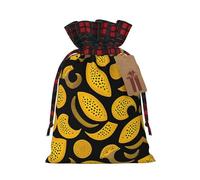 XZDCAL Unknown Creatures Sac cadeau en jute avec cordon de serrage en tissu tartan et étiquette en papier kraft pour festivals et occasions spéciales, Noir , M