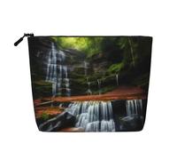 XZDCAL Waterfall View Trousse de maquillage monocouche aspect lin avec fermeture éclair pour répondre à vos besoins quotidiens ou de voyage, noir, taille unique, Noir , Taille unique