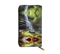XZDCAL Waterfall Views Portefeuille long en cuir tendance pour filles et femmes avec plusieurs compartiments, noir, taille unique, Noir , Taille unique