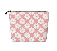 XZDCAL White Chrysanthemum Texture Chart Trousse de maquillage monocouche aspect lin avec fermeture éclair pour répondre à vos besoins quotidiens ou de voyage, noir, taille unique, Noir , Taille
