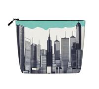 XZDLXJ a Cityscape Trousse de maquillage monocouche imperméable aspect lin avec fermeture éclair pour vos besoins quotidiens ou de voyage, noir, taille unique, Noir , Taille unique