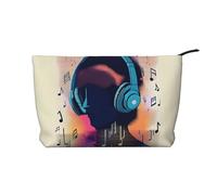 XZDLXJ a Music Vibes Trousse de maquillage en velours côtelé, adaptée pour les voyages et un usage quotidien, doublure robuste, assure la longévité, noir, taille unique, Noir , Taille unique