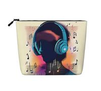 XZDLXJ a Music Vibes Trousse de maquillage imperméable aspect lin avec fermeture éclair pour vos besoins quotidiens ou de voyage, noir, taille unique, Noir , Taille unique