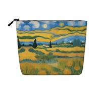 XZDLXJ a Van Gogh Fields Trousse de maquillage monocouche imperméable aspect lin avec fermeture éclair pour vos besoins quotidiens ou de voyage, noir, taille unique, Noir , Taille unique
