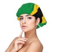 XZDLXJ Bonnet de nuit en satin avec drapeau de la Jamaïque pour adulte - Protection des cheveux et confort - Noir, noir, taille unique
