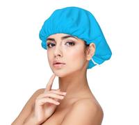 XZDLXJ Bonnet de nuit en satin bleu clair de couleur unie pour adultes - Protection et confort des cheveux, noir, noir, taille unique