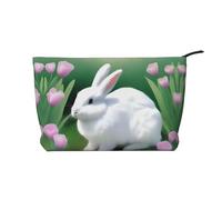 XZDLXJ Bunny Bliss Trousse de maquillage en velours côtelé, adaptée pour les voyages et un usage quotidien, doublure robuste, longue durée de vie, noir, taille unique, Noir , Taille unique