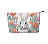 XZDLXJ Bunny Joy Trousse de maquillage en velours côtelé, adaptée pour les voyages et un usage quotidien, doublure robuste, longue durée de vie, noir, taille unique, Noir , Taille unique