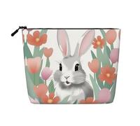 XZDLXJ Bunny Joy Trousse de maquillage imperméable aspect lin avec fermeture éclair pour vos besoins quotidiens ou de voyage, noir, taille unique, Noir , Taille unique