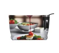 XZDLXJ Culinary Bliss Trousse de maquillage en velours côtelé, adaptée pour les voyages et un usage quotidien, doublure robuste, longue durée de vie, noir, taille unique, Noir , Taille unique