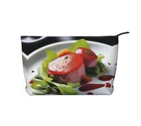 XZDLXJ Delectable Dish Trousse de maquillage en velours côtelé, adaptée pour les voyages et un usage quotidien, doublure robuste, assure la longévité, noir, taille unique, Noir , Taille unique