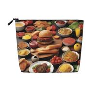 XZDLXJ Delicious Feast Trousse de maquillage monocouche imperméable avec fermeture éclair pour vos besoins quotidiens ou de voyage, noir, taille unique, Noir , Taille unique