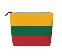 XZDLXJ Drapeau de la Lituanie Trousse de maquillage imperméable avec fermeture éclair Aspect lin Noir Taille unique, Noir , Taille unique