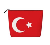 XZDLXJ Drapeau de la Turquie Trousse de maquillage imperméable avec fermeture éclair Aspect lin Noir Taille unique, Noir , Taille unique
