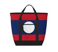 XZDLXJ Drapeau du Laos Sac à bandoulière et fourre-tout isotherme grande capacité pour aliments chauds et froids, noir, taille unique, Noir , Taille unique