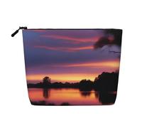 XZDLXJ Evening Glow Trousse de maquillage imperméable aspect lin avec fermeture éclair pour vos besoins quotidiens ou de voyage Noir Taille unique, Noir , Taille unique