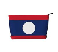 XZDLXJ Flag of Laos Trousse de maquillage en velours côtelé, adaptée pour les voyages et un usage quotidien, doublure robuste, longue durée de vie, noir, taille unique, Noir , Taille unique