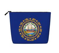 XZDLXJ Flag of New Hampshire Trousse de maquillage imperméable aspect lin avec fermeture éclair pour vos besoins quotidiens ou de voyage Noir Taille unique, Noir , Taille unique