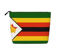 XZDLXJ Flag of Zimbabwe Trousse de maquillage imperméable avec fermeture éclair Aspect lin Noir Taille unique, Noir , Taille unique