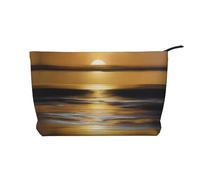 XZDLXJ Golden Horizon Trousse de maquillage en velours côtelé, adaptée pour les voyages et un usage quotidien, doublure robuste, longue durée de vie, noir, taille unique, Noir , Taille unique
