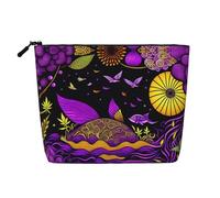 XZDLXJ Purple Sky Trousse de maquillage imperméable aspect lin avec fermeture éclair pour vos besoins quotidiens ou de voyage, noir, taille unique, Noir , Taille unique