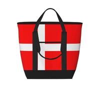 XZDLXJ Sac à bandoulière isotherme de grande capacité pour aliments chauds et froids Motif drapeau du Danemark Noir Taille unique, Noir , Taille unique