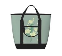 XZDLXJ Sac à bandoulière isotherme de grande capacité pour aliments chauds et froids Motif lys blancs, noir, Taille unique