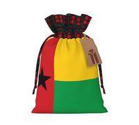 XZDLXJ Sac à cordon en toile de jute avec motif drapeau de la Guinée-Bissau et étiquette en papier kraft, Noir , M
