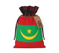 XZDLXJ Sac à cordon en toile de jute avec motif drapeau de la Mauritanie et étiquette en papier kraft, Noir , M