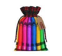 XZDLXJ Sac en toile de jute avec cordon de serrage en tissu écossais et étiquette en papier kraft, Noir , M