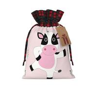 XZDLXJ Sac en toile de jute avec cordon de serrage en tissu écossais et étiquette en papier kraft, Noir , M