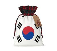 XZDLXJ Sac en toile de jute avec cordon de serrage Motif drapeau de la République de Corée avec étiquette en papier kraft, Noir , M