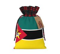 XZDLXJ Sac en toile de jute avec cordon de serrage Motif drapeau du Mozambique avec étiquette en papier kraft, Noir , M