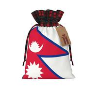 XZDLXJ Sac en toile de jute avec cordon de serrage Motif drapeau du Népal avec étiquette en papier kraft
