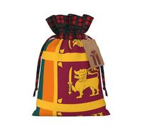 XZDLXJ Sac en toile de jute avec cordon de serrage Motif drapeau du Sri Lanka et étiquette en papier kraft, Noir , M