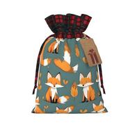 XZDLXJ Sac en toile de jute avec cordon de serrage Motif renard jaune avec étiquette en papier kraft, Noir , M