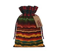 XZDLXJ Sac en toile de jute avec cordon de serrage texturé sans couture avec tissu écossais et étiquette en papier kraft, Noir , M