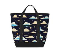 XZDLXJ Sky Clouds Sac à bandoulière isotherme de grande capacité pour aliments chauds et froids, noir, taille unique, Noir , Taille unique