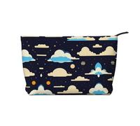 XZDLXJ Sky Clouds Trousse de maquillage en velours côtelé, adaptée pour les voyages et un usage quotidien, doublure robuste, longue durée de vie, noir, taille unique, Noir , Taille unique