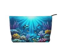 XZDLXJ Submarine Coral Rays Trousse de maquillage en velours côtelé, adaptée pour les voyages et un usage quotidien, doublure robuste, assure la longévité, noir, taille unique, Noir , Taille unique