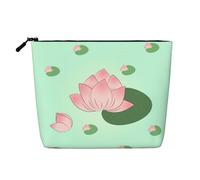 XZDLXJ Trousse de maquillage à une seule couche avec fermeture éclair - Motif fleurs de lotus qui attendent de fleurir - Résistante à l'eau - Noir - Taille unique, Noir , Taille unique