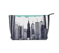 XZDLXJ Trousse de maquillage Cityscape en velours côtelé, adaptée pour les voyages et un usage quotidien, doublure robuste, assure la longévité, noir, taille unique, Noir , Taille unique