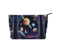 XZDLXJ Trousse de maquillage Cosmic Voyage en velours côtelé, adaptée pour les voyages et un usage quotidien, doublure robuste, assure la longévité, noir, taille unique, Noir , Taille unique